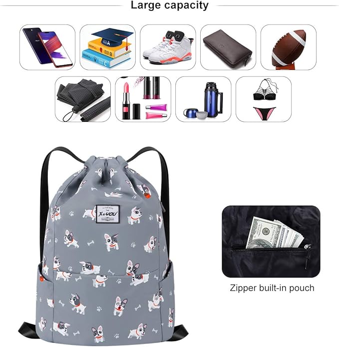 XEYOU Drawstring Sports Backpack Lightweight Gym Yoga Sackpack Shoulder Rucksack Casual Outdoor Daypack for Women and Men