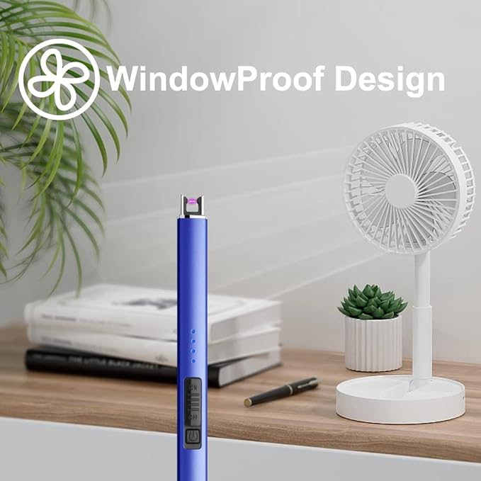 MeeToo Electric Candle Lighter Rechargeable Lighter Type-C Plasma Arc Lighters for Candle Camping Kitchen (Dark Blue)