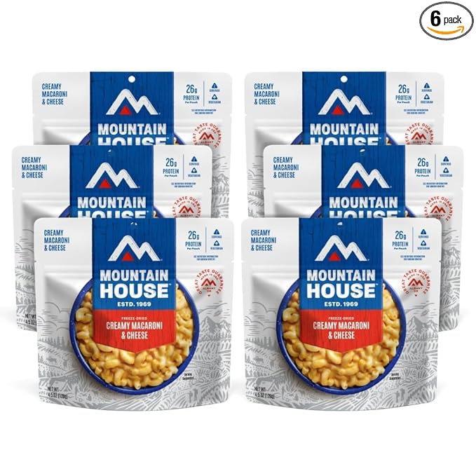 Mountain House Creamy Macaroni & Cheese Freeze Dried Backpacking & Camping Food Vegetarian 6-Pack
