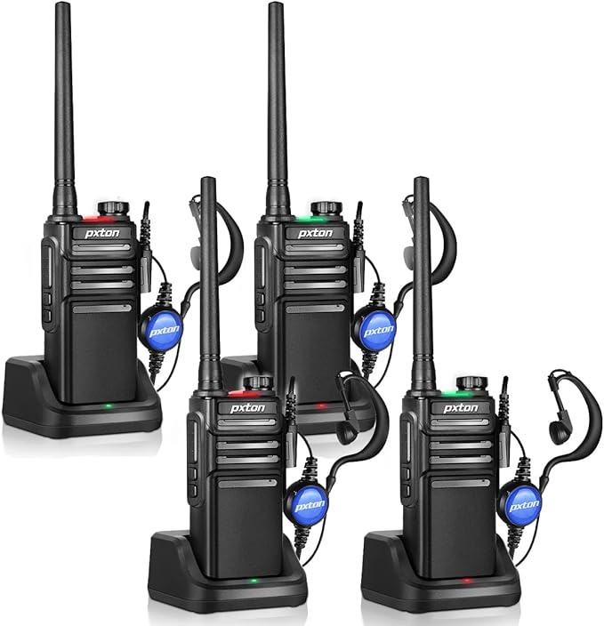 Waterproof walkie talkies Long Range for Adults with Headphones and Charger Dock,GMRS Handheld Two Way radios Rechargeable NOAA walkie Talkie (4 Pack)
