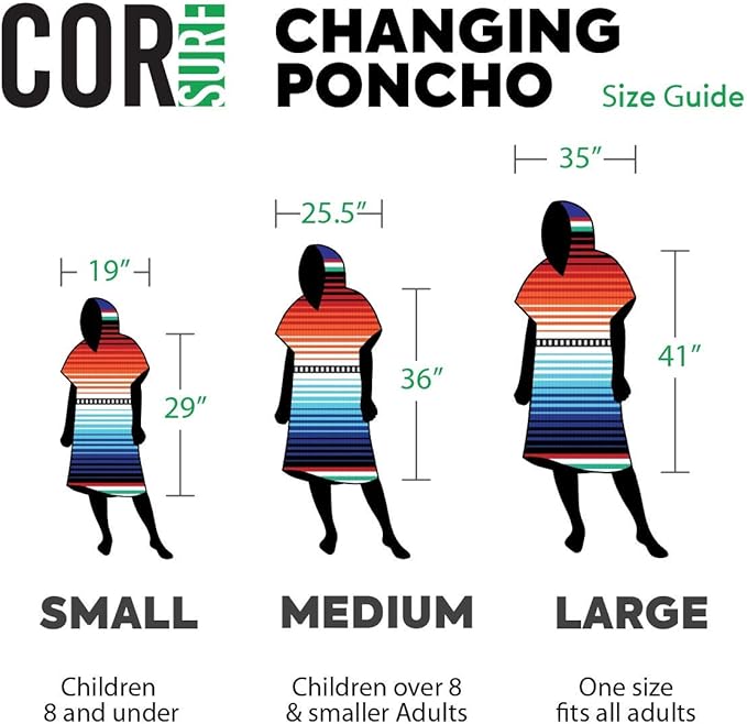 COR Surf Poncho Changing Towel Robe with Hood and Front Pocket | Thick Quick Dry Microfiber Wetsuit Poncho Towel for Surfing Beach Pool Swim (Large Dark Gray)