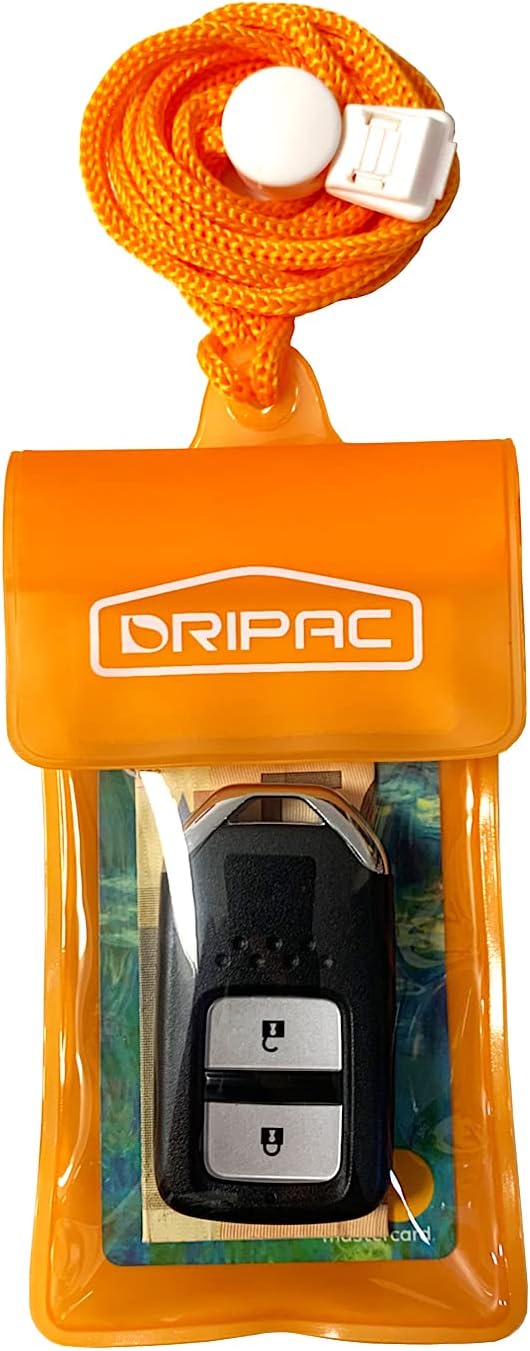 DRIPAC Waterproof Car Key FOB Case Waterproof Wallet Waterproof Holder Pouch For Key ID Badge Credit Card Money(Orange)