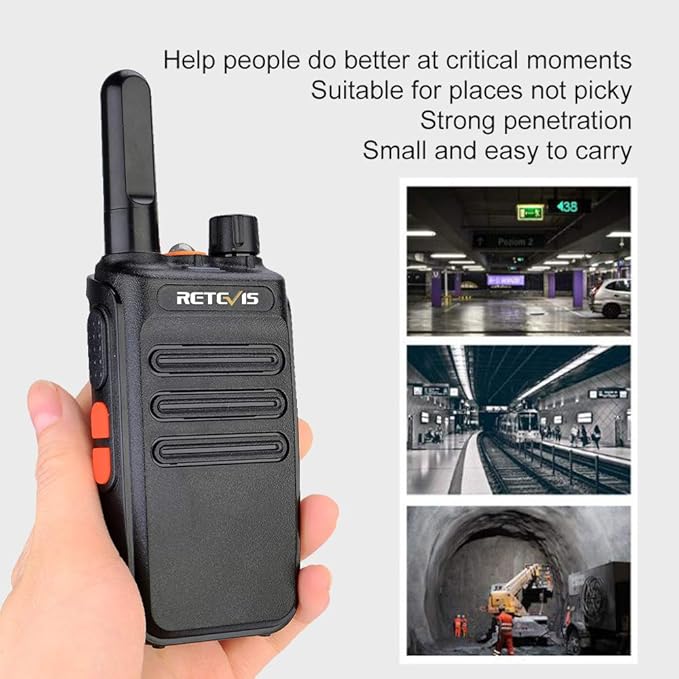 Retevis RB35 Walkie Talkie 6 Pack, Small and Lightweight Two Way Radios Rechargeable, Flashlight, Hands Free, Handheld Portable 2 Way Radio for Staff Grocery Stores Travel Gift Skiing Event