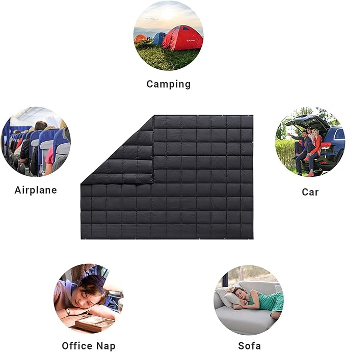 KingCamp Down Camping Blanket - Packable Lightweight Travel Blanket for Stadium, Camping, Backpacking, Compact & Water Resistant & Warm Airplane Quilt