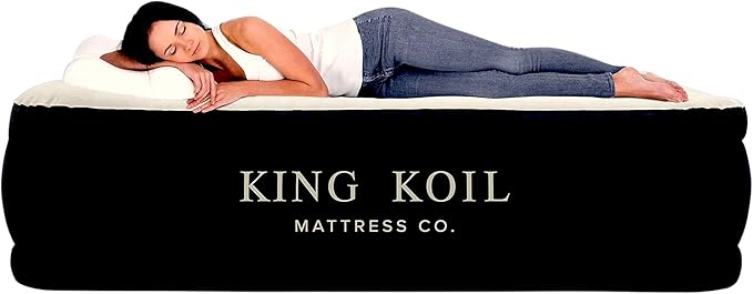 King Koil Luxury California King Air Mattress with Built-in High-Speed Patented Pump for Home, Camping & Guests- 16in Inflatable Double High Airbed Blow Up Bed, Waterproof, 1 Year Warranty