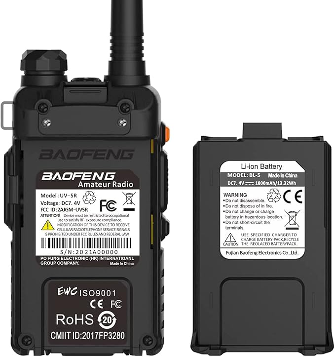 Baofeng UV-5R Dual Band Two Way Radio Handheld Ham Radio Long Range Walkie Talkies Pack of 4 for Hiking Camping Skiing Trip (Black)