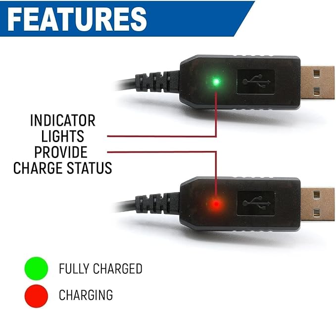 Rugged Radios USB Charger Cable for V3 R1 GMR2 GMR2-PLUS and RH5R Extra Large Battery