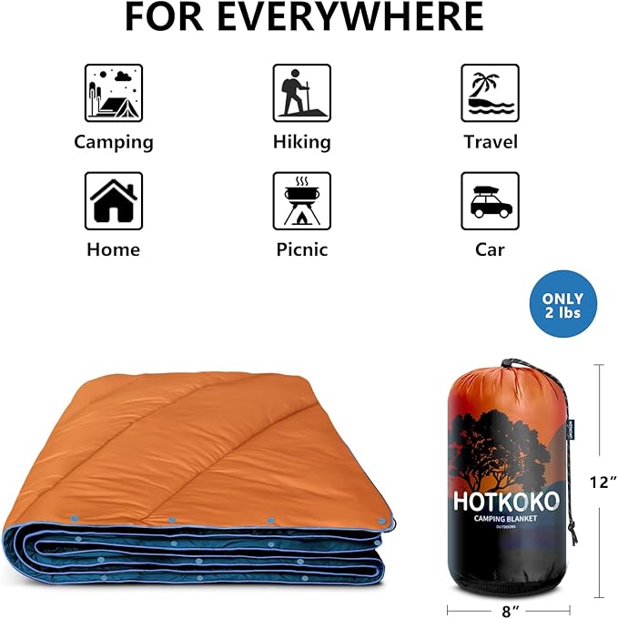 Camping Blanket,Lightweight Down Alternative Puffy Printed Camping Blanket Packable Outdoor Blanket for Camping,Traveling, Stadium, Hiking, Picnics