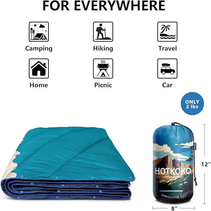 Camping Blanket,Lightweight Down Alternative Puffy Printed Camping Blanket Packable Outdoor Blanket for Camping,Traveling, Stadium, Hiking, Picnics