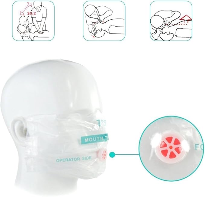Pack of 20pcs CPR Mask Keychain Ring Emergency Kit Rescue Face Shields for First Aid or CPR Training (Red-20)