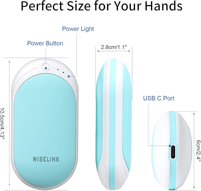 Rechargeable Hand Warmer, 5200mAh Electric Hand Warmers Reusable, Portable USB Power Bank, Double-Sided Quick Heating Handwarmer for Hunting, Golf, Camping, Skiing, Winter Gift for Women, Men