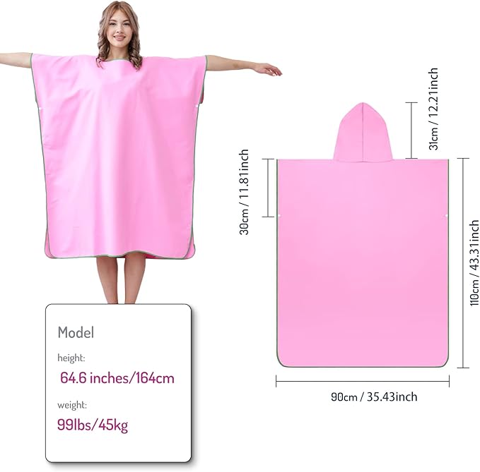 YINHANG Changing Robe Swim Poncho Quick Dry Microfiber Hooded Beach Towel for Surfing, Swimming, Travelling, Camping, Pool, Bath