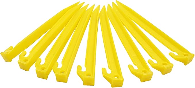 72 Pcs Plastic Tent Stakes, 9 Inch Heavy Duty Plastic Camping Stakes Tent Pegs for Sand, Beach, Woods, Yellow