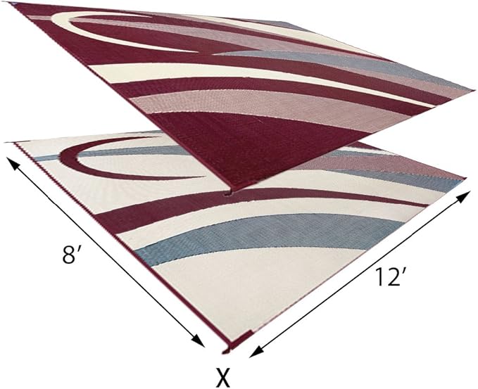 Stylish Camping GA5 Burgundy/Black 8-Feet x 12-Feet Graphic Reversible Mat