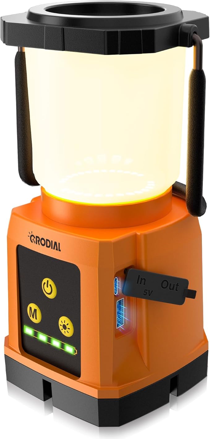 LED Camping Lantern Rechargeable, Camping Essentials 5000mAh Power Bank, Waterproof Camping Tent Light, Lanterns for Power Outages Hurricane Emergency Hiking Outdoor, RGB Mode Light