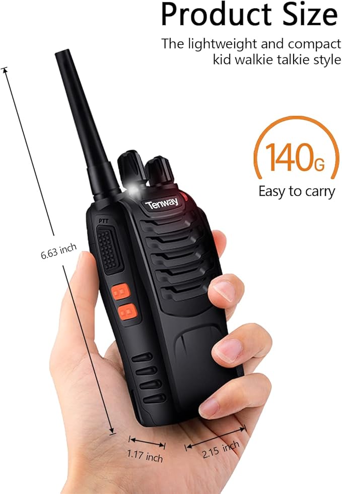 6Pack TW-888S Two Way Radio for Adult Long Range Rechargeable Handheld Walkie Talkie with Air Earpiece and Programming Cable and 6 Way Multi Unit Charger