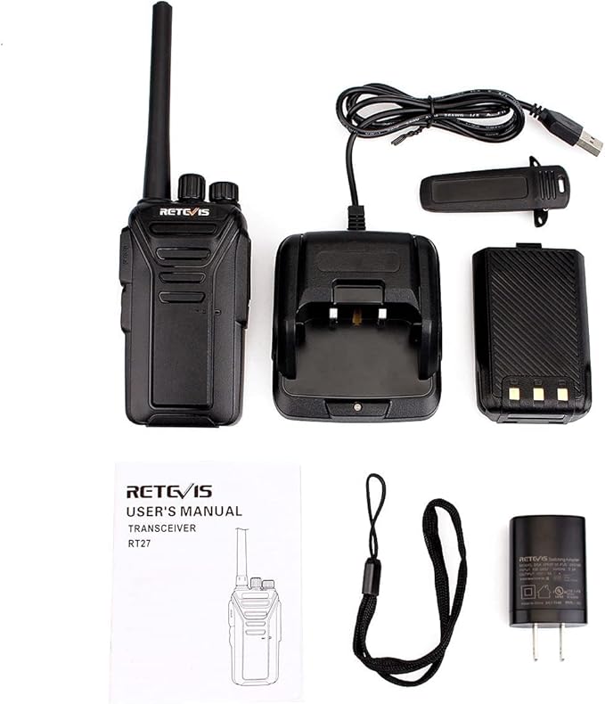 Retevis RT27 2 Way Radio Rechargeable,Long Range Two Way Radios,Walkie Talkie for Adults,USB Charging,for Gift Road Trip Camping Hiking Biking(1 Pack)