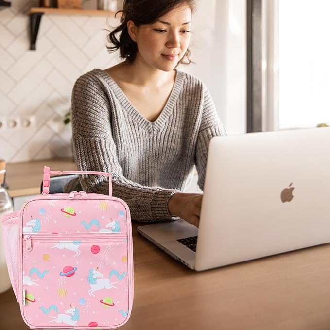 Lunch Box for Kids Boys Girls Men Women, Insulated Small Soft Cooler Lunch Bag Kit for School Work Picnic Travel - Reusable Portable lunchbox,Pink Unicorn