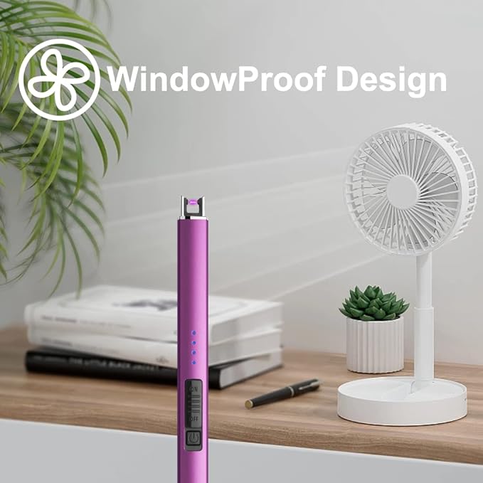 MeeToo Electric Candle Lighter Rechargeable Lighter Type-C Plasma Arc Lighters for Candle Camping Kitchen (Purple)