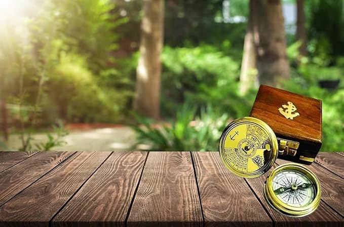 Smizzy Navigational Maritime Vintage Nautical Brass Compasses Fully Functional Titanic/Robert Frost Poem Compass/Sundial for Gift and Home Décor