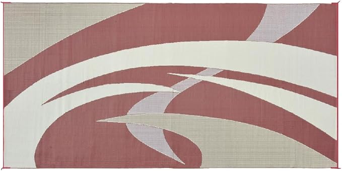 Stylish Camping 159185 9-feet by 18-feet Reversible Mat, Plastic Straw Rug, Large Floor Mat for Outdoors, RV, Patio, Backyard, Picnic, Beach, Camping (Burgundy/Brown)