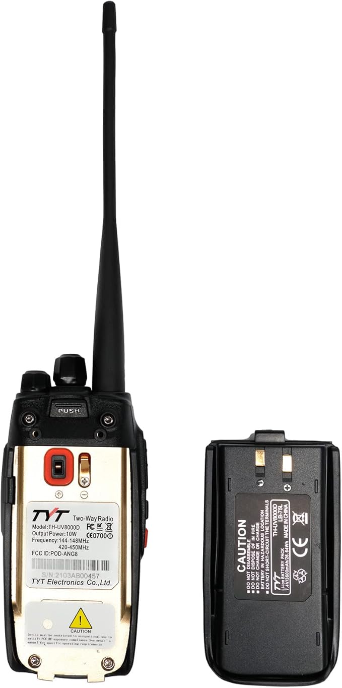 TYT UV8000D Dual Band Ham Radio Handheld 10W Long Range Radio Cross-Band Repeater Radio, 3600mAh Battery Rechargeable Two Way Radio with Charging Cradle, VOX for Camping Hiking Outdoor Support Chirp