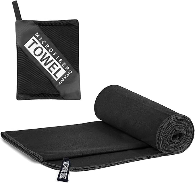 Quick Dry Towel Beach Swim Bath Towel Super Absorbent Microfiber Fast Drying Towels Lightweight for Travel Sports Camping Hiking Backpacking Gym Swimming Yoga (Black, 19.69 "* 47.24")