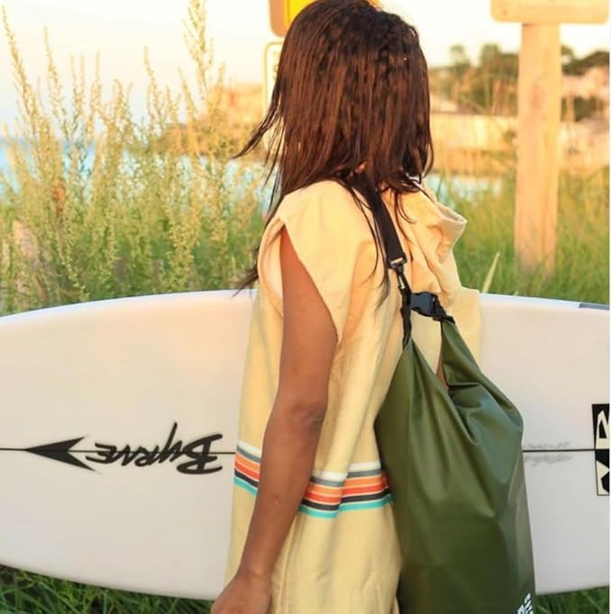 COR Surf Poncho Changing Towel Robe with Hood and Front Pocket | Thick Quick Dry Microfiber Wetsuit Poncho Towel for Surfing Beach Pool Swim (Medium - Retro Sand)