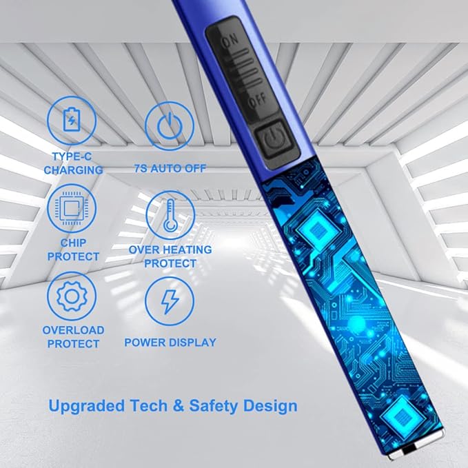 MeeToo Electric Candle Lighter Rechargeable Lighter Type-C Plasma Arc Lighters for Candle Camping Kitchen (Dark Blue)