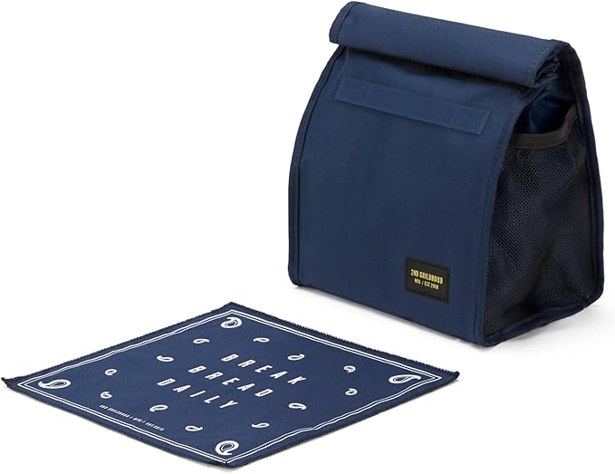 Insulated Lunch Bag for Men and Women; Rolltop Lunch Box with 2 Side Mesh Pockets and 1 Exteral Slip Pocket (Blue)