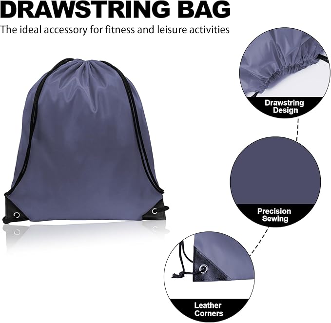 GoodtoU Drawstring Bags, Nylon Backpacks - Drawstring Gym Bags for Sport, Traveling, Team (Grey, 48Pcs)