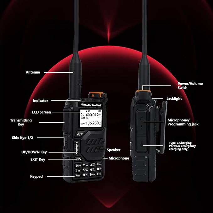 UV-K5 Ham Radio Long Range Walkie Talkies AM FM Rechargeable Two Way Radio NOAA Weather Receiver 2 Pack