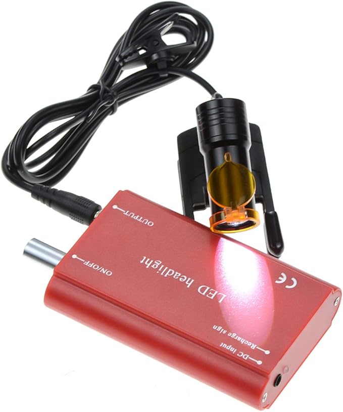NSKI 5W LED Head Lamp Plastic Clip Type with Filter and Belt Clip Type Rechargabe Battery High Brightness Headlamp (Red)