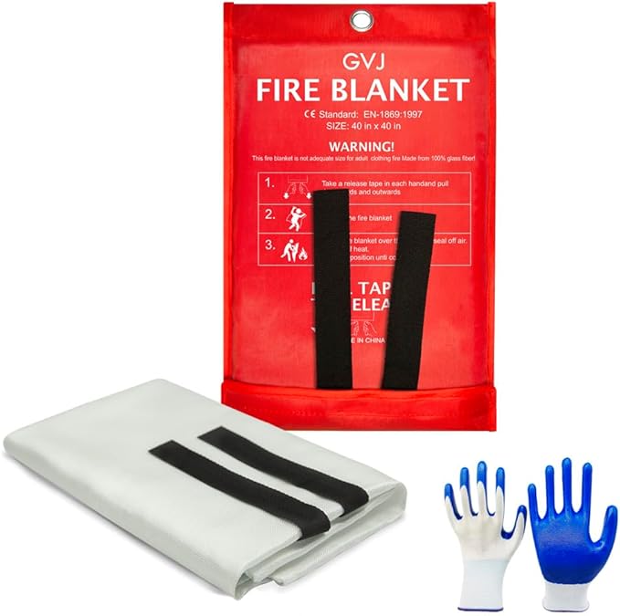 Fire Blanket,Emergency Fire Blanket for Home and Kitchen, Fiberglass Fire Extinguisher Blanket for Camping, Cars, 0ffices, Warehouses, Schools,Grill, Fireplaces (1)