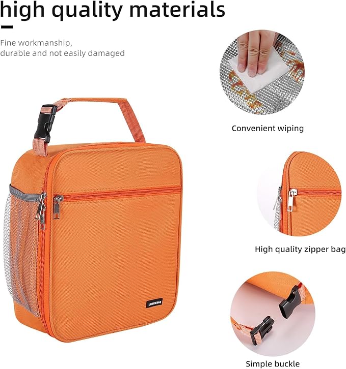 Lunch box Lunch bag for men women Insulated Lunchbox Lunch bags for Work Picnic Travel (Orange)