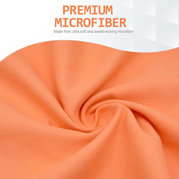 Eunzel 2 Pack Quick Dry Camping Towel, Microfiber Travel Towel 3 Size at 1 Pack,Fast Drying Towel Set for Camping, Beach, Gym, Sports, Yoga & Swimming Pool, Orange