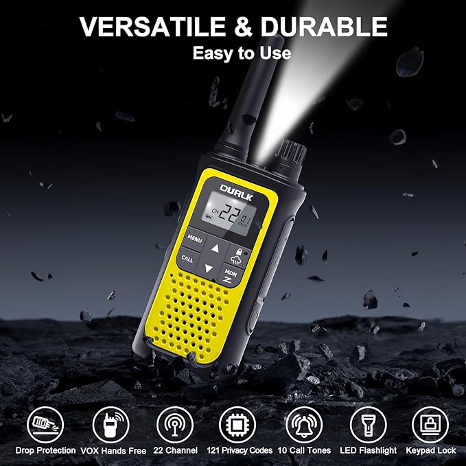 Walkie Talkies Long Range for Adults - Rechargeable Walkie Talkies Two Way Radios 22 FRS Channels, NOAA Weather Alerts, 1800mAh Li-ion Battery, LED Flashlight, VOX for Hiking Camping Cruise (4 Pack)