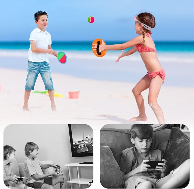 Toss and Catch Game Ball Set,Ball Catch Set Kids Pool Beach Outdoor Summer Toys Games Playground Balls Set for Kids Ages 4-8 Boys Girls