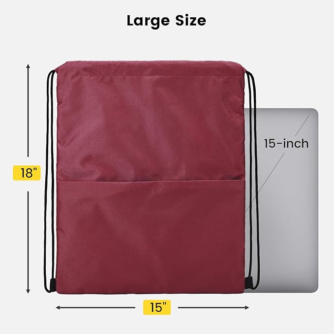 Vorspack Drawstring Backpack Water Resistant String Bag Sports Sackpack Gym Sack with Side Pocket for Men Women