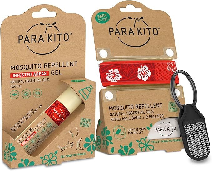 PARA'KITO Mosquito Repellent Bundle - 1 Roll-on | 1 Wristband | 1 Clip (Roll-on + Hawaii + Black)