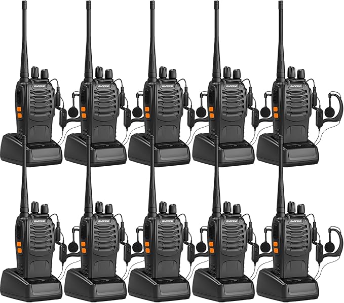 BAOFENG Walkie Talkies BF-888S Two Way Radio Long Range Rechargeable,Portable Radios,Handheld Walkie Talkie for Adults with Flashlight Li-ion Battery and Charger(10 Pack)