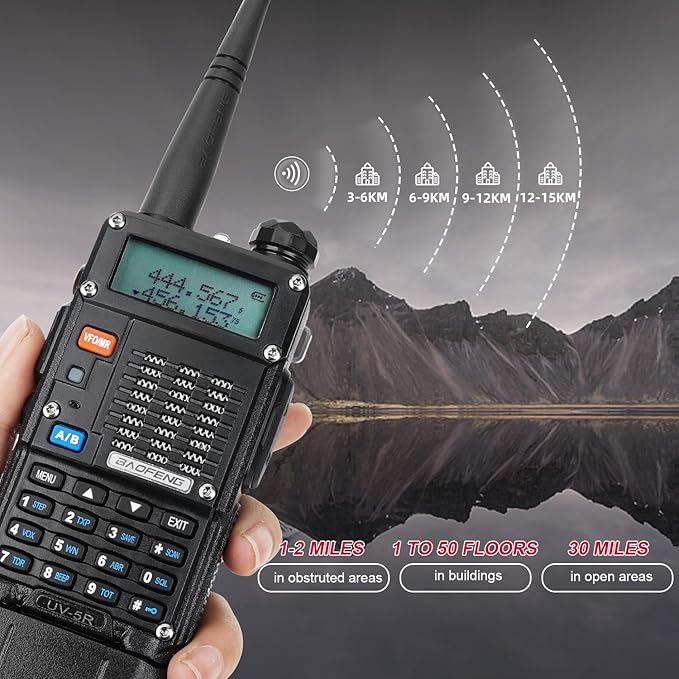 BAOFENG Radio UV-5R 3rd Gen 2 Pack Ham Radio Handhaeld Dual Band 2-Way Radio with Two 3800mAh Rechargeable Batteries, BAOFENG Earpiece and Programming Cable, USB Charger Cable