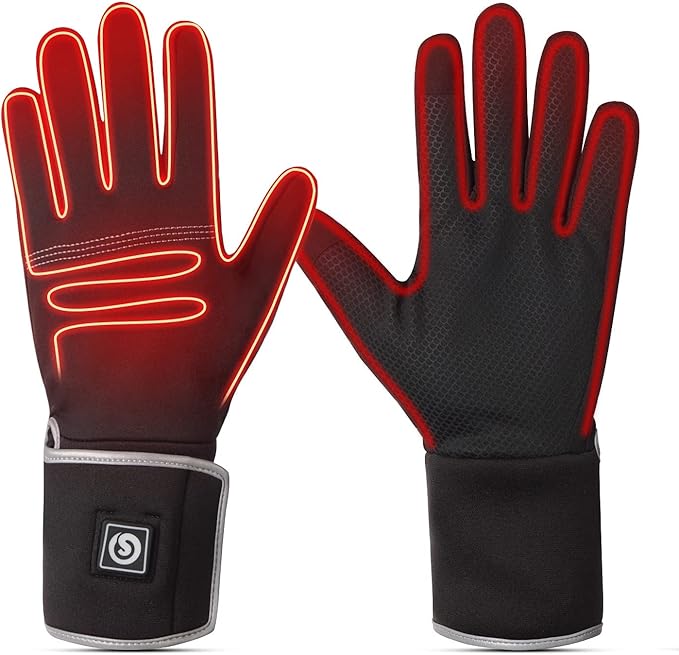SAVIOR HEAT Heated Liners Gloves for Men Women, Electric Rechargeable Battery Thermal Thin Gloves for Winter Skiing Typing Driving Riding Cycling Hiking