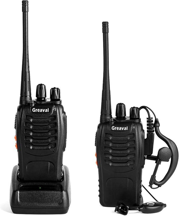 Walkie Talkies Rechargeable Long Range Two-Way Radio with Earpiece,16-Channel UHF Handheld Walky Talky with Flashlight Li-ion Battery and Charger(2 Pack)