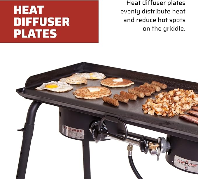 Camp Chef 2-Burner Griddle - Professional Flat Top Griddle for Camp Chef Cooking Systems - Outdoor Cooking Equipment - Fits 14" Cooking Systems