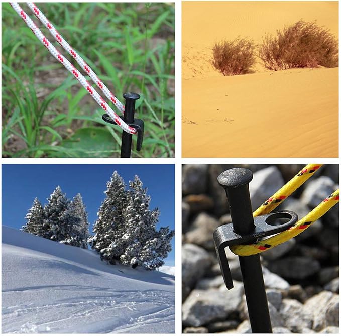 BareFour Tent Stakes Heavy Duty, 8-Inch Camping Stakes, Forged Steel Tent Pegs Unbreakable and Inflexible - Available in Rocky Place Dessert Snowfield and Grassland (8 Pack 8 Inch)