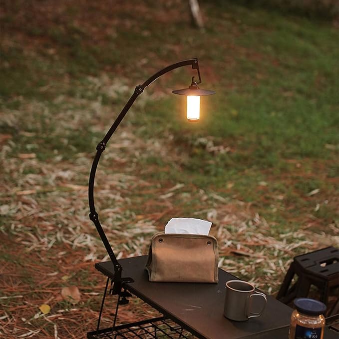 Collapsible Lantern Stand for Camping Heat lamp Holder Portable lamp Holder Camping lamp Accessories Camping Equipment Camping Essentials Reptile Heat lamp Holder (360°Swing arm)