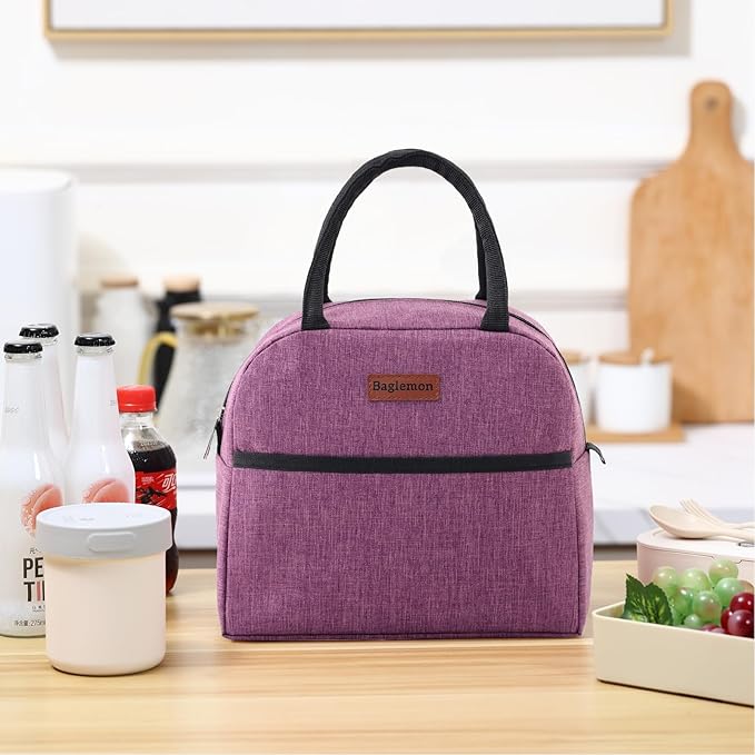Insulated Lunch Bag for Women Men, Lunch Containers Reusable High Capacity Lunch Tote Bags for for Work Picnic (Purple)