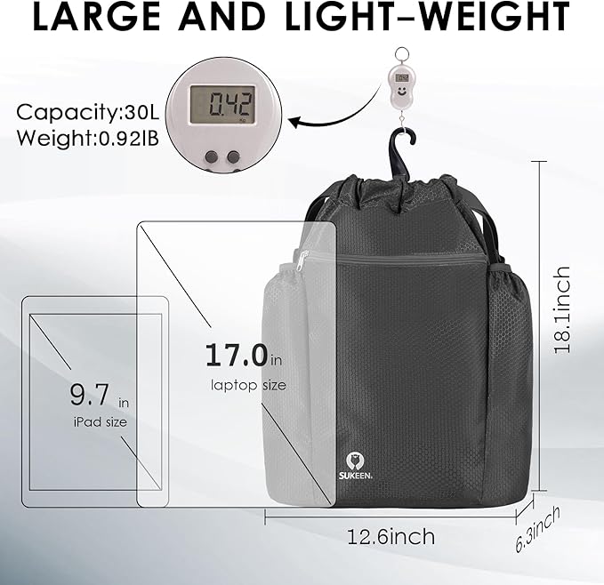 Sukeen Drawstring Backpack Swim Bag Lightweight String Backpack for Beach Pickleball Swimming Pool Gym Workout Gear Sport