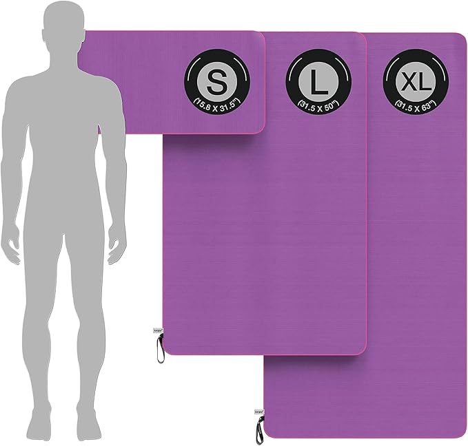 Kangoo Ribbed Microfiber Towel – Super Absorbent and Quick Dry, Suitable for Travel, Beach, Camping, Gym, Pool, Yoga (Purple)